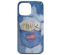Coll Jeanse Pocket with USA Flag Illustration Graphic Design Coque pour iPhone 13 Pro Max