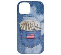 Coll Jeanse Pocket with USA Flag Illustration Graphic Design Coque pour iPhone 14