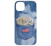 Coll Jeanse Pocket with USA Flag Illustration Graphic Design Coque pour iPhone 14 Plus