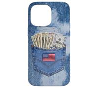 Coll Jeanse Pocket with USA Flag Illustration Graphic Design Coque pour iPhone 14 Pro Max