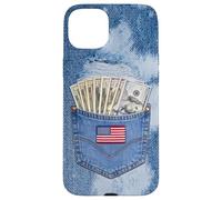 Coll Jeanse Pocket with USA Flag Illustration Graphic Design Coque pour iPhone 15 Plus