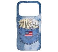 Coll Jeanse Pocket with USA Flag Illustration Graphic Design Coque pour iPhone 17 Pro