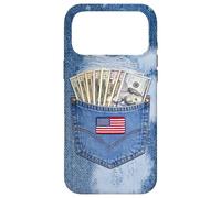 Coll Jeanse Pocket with USA Flag Illustration Graphic Design Coque pour iPhone 17 Pro Max