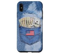 Coll Jeanse Pocket with USA Flag Illustration Graphic Design Coque pour iPhone XS Max