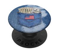Coll Jeanse Pocket with USA Flag Illustration Graphic Design PopSockets PopGrip Adhésif