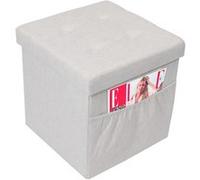 COLLA - Pouf-Coffre Pliable Capitonné Blanc Chiné - Altobuy Blanc G