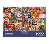Collage Artistique de Noël 1000 Pièces Puzzle Classique Coffret Puzzle Carton Épais - Ultra Dur, Détente Et Créativité, Idéal pour Loisirs Indoor Et Petits Cadeaux 38x26cm/1000pcs