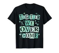 Collage Bleu Sarcelle « Together We Overcome Ovarian Cancer » T-Shirt
