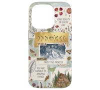 Collage botanique Cottagecore avec Citation Positive Coque pour iPhone 14 Pro