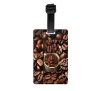 Collage café - Ensemble d'étiquettes de bagage personnalisées avec sangle pour valises, sacs, kit de golf.