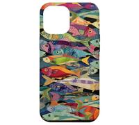 Collage coloré Motif Poisson rétro océan pêche esthétique Coque pour iPhone 12 Pro Max