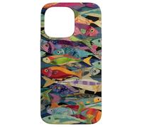 Collage coloré Motif Poisson rétro océan pêche esthétique Coque pour iPhone 14 Pro Max