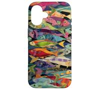 Collage coloré Motif Poisson rétro océan pêche esthétique Coque pour iPhone 16