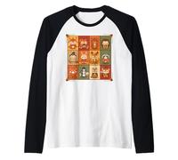 Collage d'animaux Kawaii Automne Automne Manche Raglan