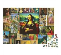Collage d'art Mona Lisa Puzzle 1000 Pièces Carton Épais pour Adolescents 12-18, Puzzle Entraînement Cérébral, Amusement De Vacances, Cadeau D’Anniversaire Attentionné pour Adolescents 52x38cm/1000pcs