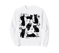 Collage de Chats Noirs avec étoiles et Lune pour Halloween Sweatshirt