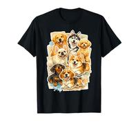 Collage de Chien coloré pour Amoureux des Pattes de Chiot Multi-Races Art Maman Papa T-Shirt