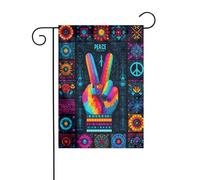 Collage de divers symboles de paix drapeau de jardin 30 x 45 cm vertical double face ferme vacances décorations extérieures drapeau cour