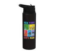 Collage de monuments emblématiques amusants de New York pour enfants Stainless Steel Insulated Water Bottle