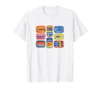 Collage de Sardines rétro pour Amateurs de Fruits de mer T-Shirt Graphique avec Valeur, Homme, Blanc, S