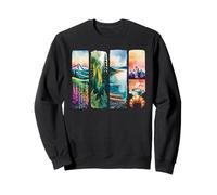 Collage de scènes d'aquarelle du Nord-Ouest du Pacifique Sweatshirt