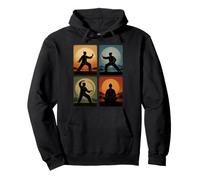 Collage de Tai Chi Rétro Coucher de Soleil Spirituel Wellness Arts Martiaux Sweat à Capuche