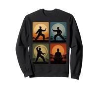 Collage de Tai Chi Rétro Coucher de Soleil Spirituel Wellness Arts Martiaux Sweatshirt