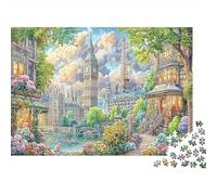 Collage de Villes du Monde 1000 pièces Puzzle Village de forêt Fantastique pour Adultes Carton épais Relaxation Jeu Difficile Cadeaux Excellente idée 52x38cm/1000pcs
