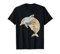 Collage d'été Dauphin côtier Art méditerranéen Animal T-Shirt