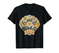 Collage d'été en Coquillages d'art méditerranéen Graphique côtier T-Shirt