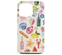 Collage d'été italien mignon littoral citron méditerranéen Coque pour iPhone 13 Pro