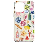 Collage d'été italien mignon littoral citron méditerranéen Coque pour iPhone 13 Pro Max