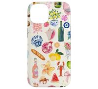 Collage d'été italien mignon littoral citron méditerranéen Coque pour iPhone 14