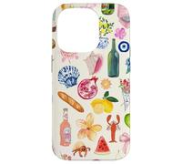Collage d'été italien mignon littoral citron méditerranéen Coque pour iPhone 14 Pro