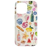 Collage d'été italien mignon littoral citron méditerranéen Coque pour iPhone 14 Pro Max