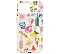Collage d'été italien mignon littoral citron méditerranéen Coque pour iPhone 15