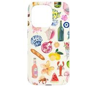 Collage d'été italien mignon littoral citron méditerranéen Coque pour iPhone 15 Pro