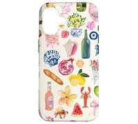 Collage d'été italien mignon littoral citron méditerranéen Coque pour iPhone 16