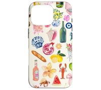 Collage d'été italien mignon littoral citron méditerranéen Coque pour iPhone 16 Pro