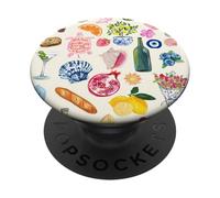 Collage d'été italien mignon littoral citron méditerranéen PopSockets PopGrip Adhésif