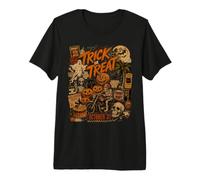 Collage d'halloween Effrayant Squelette de la Citrouille fantôme T-Shirt Haut de Gamme
