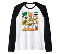 Collage du Patrimoine syrien - Culture Vintage du Moyen-Orient Manche Raglan