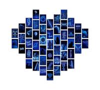 Collage Mural Esthétique - 50pcs Cartes Postales Bleues Vintage Décor