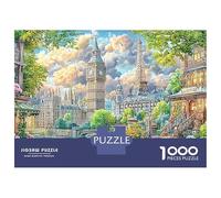 Collage Villes Monde 1000 Piece Sustainable Board Monuments Doubles Mindfulness Puzzle for Adults Lettered Back Pieces Relaxation Activity Anti-Glare 70x50cm/1000pcs