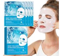 Collagen Face Mask, 4Pièces Masque Collagene Visage Korean, Bio-Collagen Real Deep Mask, Anti-âge Mask Collagène Masque Soluble, pour Hydratant,Réduction des Pores,Anti-âge et Rajeunissant