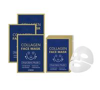 Collagen Face Mask,Gentle Care & Deep Hydration,4 Patches per Set, Collagen Masque Profond,Masque Hydrogel pour Visage, Minimisation des Pores,Amélioration de l'Élasticité, Skincare Coréenne (3 set)