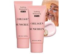 Collagen Glow Sunscreen,Collagen Sunscreens,SPF50 Moisturizing Face Sunscreen,Suitable for All Skin Types,Fast-Absorbing,Non-Greasy (2 Pcs)
