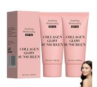 Collagen Glow Sunscreen Spf 50, Fluide Anti-UV, Creme Solaire, Un écran Solaire Hydratant, Sans Dominante Blanche, Forte Protection UV, Teint Unifié Et Peau éclatante, Couvrance Légère, 50 g (2PC)