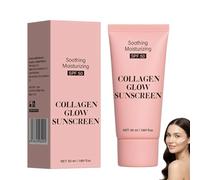 Collagen Glow Sunscreen Spf 50, Fluide Anti-UV, Creme Solaire, Un écran Solaire Hydratant, Sans Dominante Blanche, Forte Protection UV, Teint Unifié Et Peau éclatante, Couvrance Légère, 50 g (1PC)