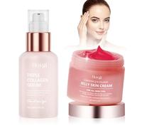 Collagen Jelly Cream 100g, Sérum Triple Collagène 30ml, Enrichi en Niacinamide et Collagène Hydrolysé, Creme Collagene Visage, Raffermissant Hydratant, Anti âge et les Ridule, Tous les Types de Peau
